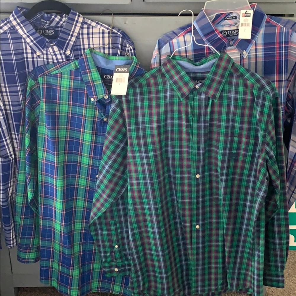 4 Chaps men’s shirts size L- 2 new